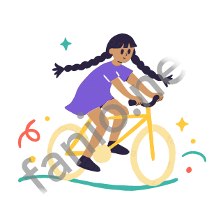 Dana rides a small bicycle along a path, seen from the side.