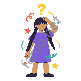 Dana scratches her head with one hand, puzzled, with a question mark above her.
