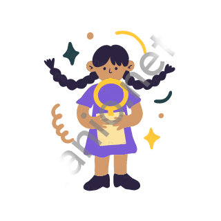 Dana holds a big magnifying glass over an empty page, searching.