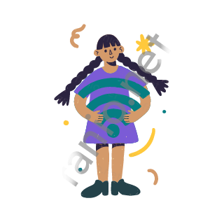 Dana holds a big teal wifi signal symbol of three curved bars and a dot in both hands, looking happy.