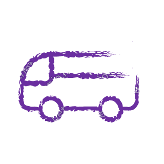 A violet dry brush bus.