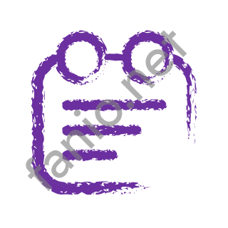 A violet dry brush calendar page with two rings, three text lines.