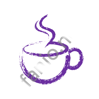 A violet dry brush steaming coffee cup.