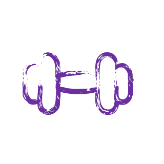 A violet dry brush dumbbell.