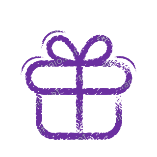 A violet dry brush gift box with a bow.