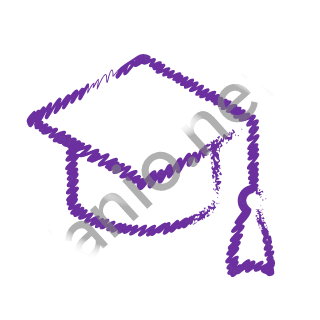 A violet dry brush graduation cap.