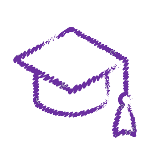 A violet dry brush graduation cap.