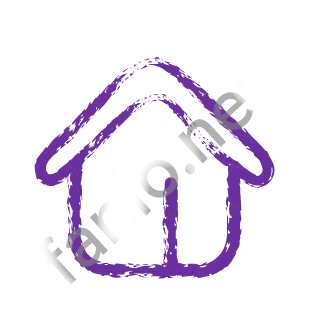A violet dry brush house outline with a pitched roof.