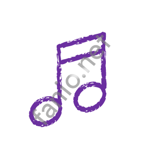 A violet dry brush pair of music notes.