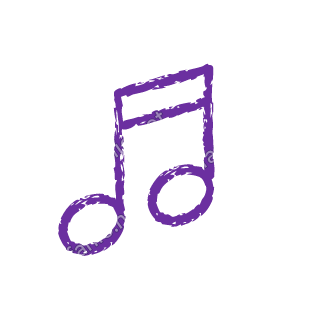 A violet dry brush pair of music notes.