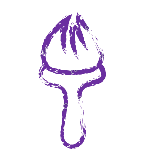 A violet dry brush paint brush.