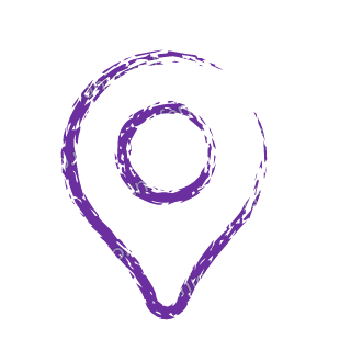 A violet dry brush map location pin.