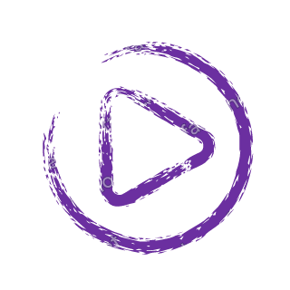 A violet dry brush play triangle inside a circle.