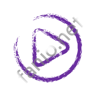 A violet dry brush play triangle inside a circle.
