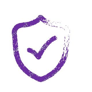 A violet dry brush shield with a check.