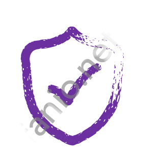 A violet dry brush shield with a check.