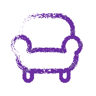A violet dry brush sofa.