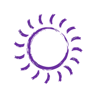 A violet dry brush sun with short rays.