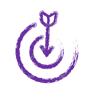 A violet dry brush target with an arrow.