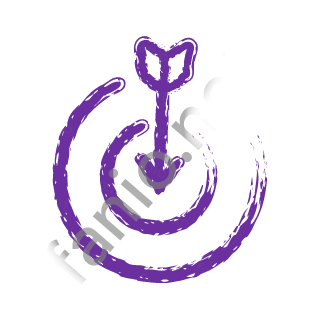 A violet dry brush target with an arrow.