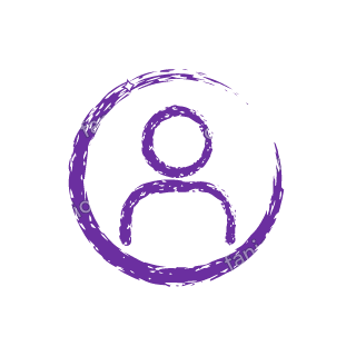 A violet dry brush person inside a circle.