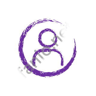A violet dry brush person inside a circle.