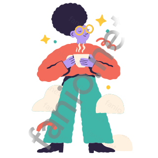 Lina holds a steaming mug in both hands with her eyes closed.