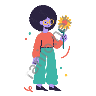 Lina holds a tall sunflower and smiles at it.