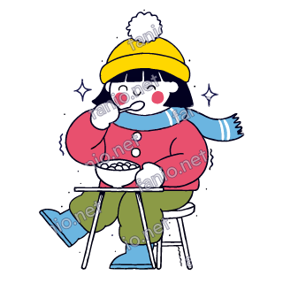 Nuri sits on a stool at a small table and eats cereal with a spoon.