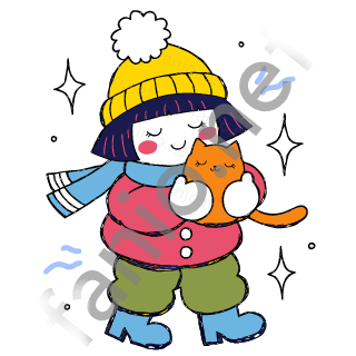 Nuri hugs a small orange cat and smiles.