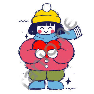 Nuri hugs a big red heart and smiles.