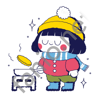 Nuri flips a pancake in a frying pan at a kitchen stove.