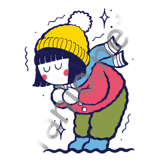 Nuri bows politely with both mittens together.