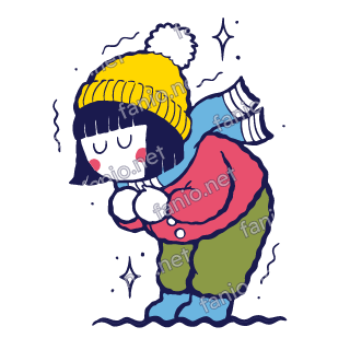 Nuri bows politely with both mittens together.