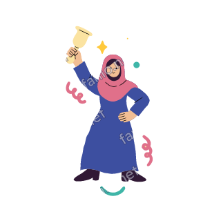Salma rings a small yellow hand bell, her other hand on her hip.