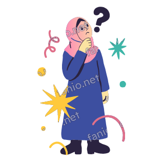 Salma tilts her head with one hand at her chin, a question mark above her.