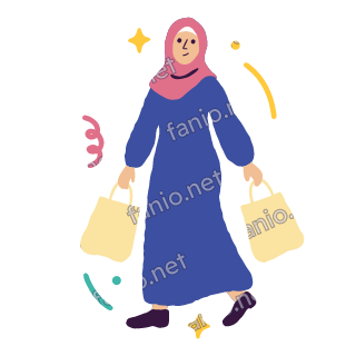 Salma walks with a pale yellow paper shopping bag in each hand.