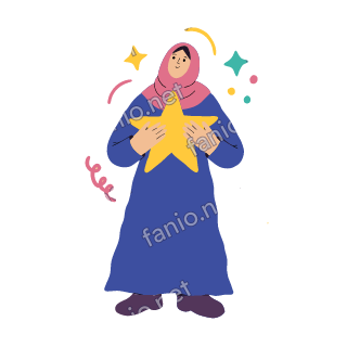 Salma holds up one big yellow star with both hands.