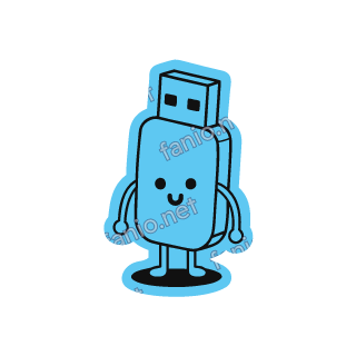 ملصق ذاكرة USB زرقاء سماوية تقف.