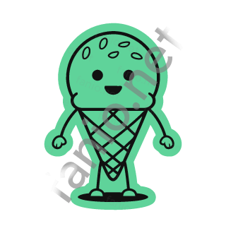 A mint green ice cream cone sticker with pistachio flecks.