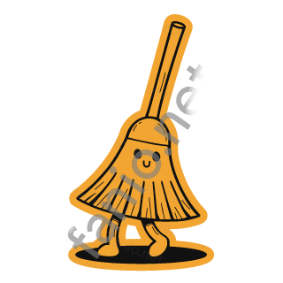 An amber straw broom sticker sweeping.