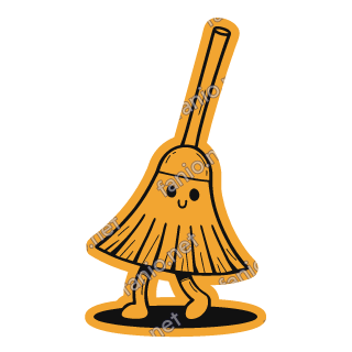 An amber straw broom sticker sweeping.