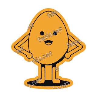 An amber egg sticker standing proud, hands on hips.