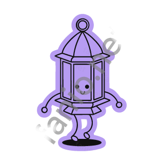 A lilac Ramadan lantern sticker with a domed roof and window frames.