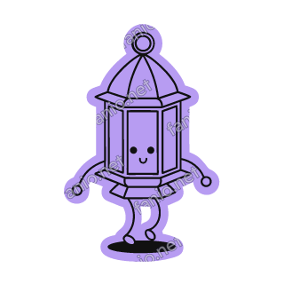 A lilac Ramadan lantern sticker with a domed roof and window frames.