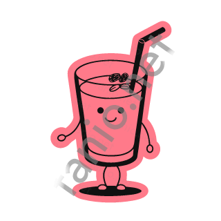 A coral pink glass of jallab with a straw and floating nuts.