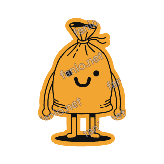 An amber sack of rice tied at the top, standing with its feet apart.