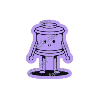 A lilac rooftop water tank sticker with a lid and bands.