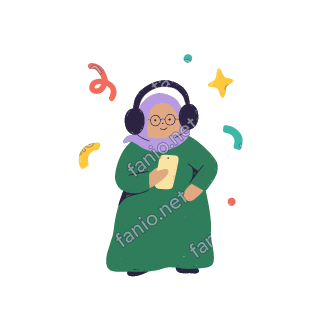 Teta wears big headphones and smiles while listening to music.