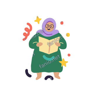 Teta holds an open letter in both hands and reads it with a happy face.